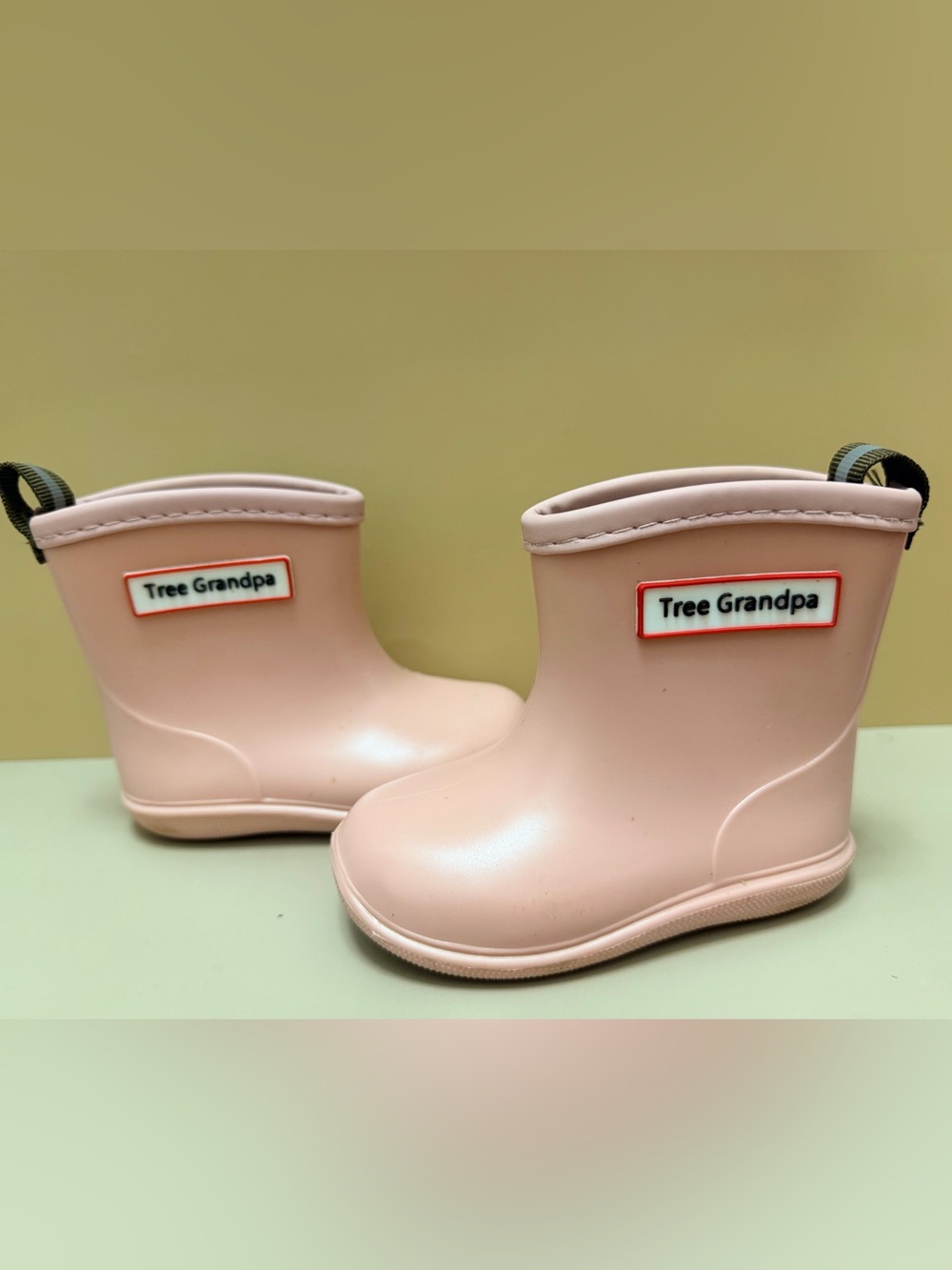 Tree Grandpa Pink Kids Rain Boots